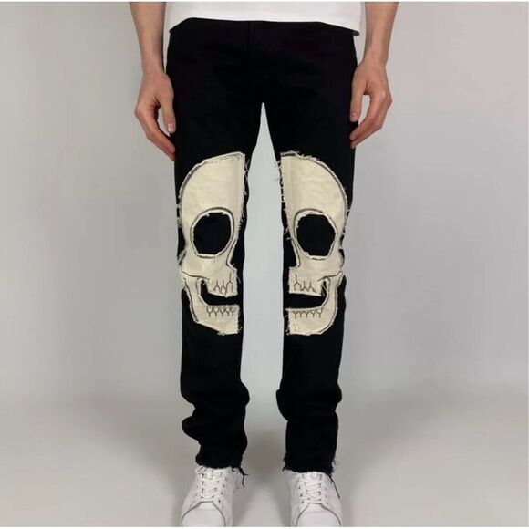 MNML Other - Mnml Black Skull Patch Gothic Punk Jeans sz 29 EUC